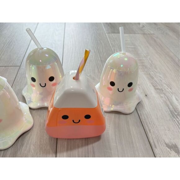 Target Bullseye Iridescent Ghost Candy Corn Cup W/Straw Tumbler Bundle Halloween - Picture 3 of 4
